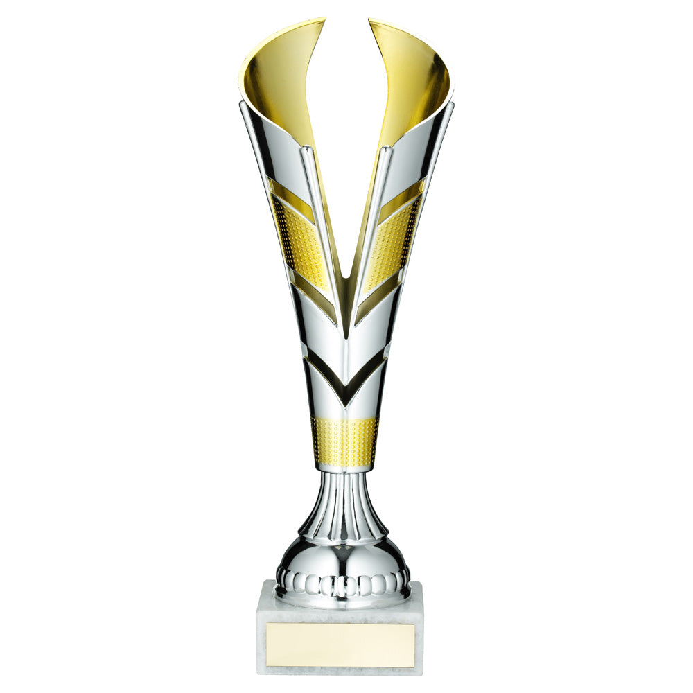 Silver/Gold Plastic V Trophy Cup