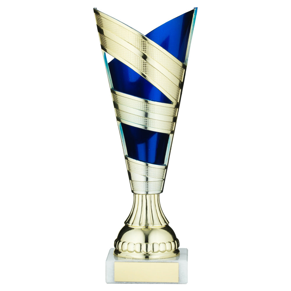 Gold/Blue Plastic V Stem Trophy Cup