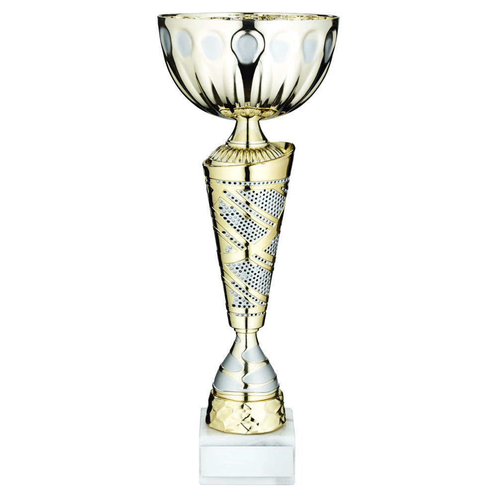 Gold/Silver Trophy Cup with Hole Pattern Stem