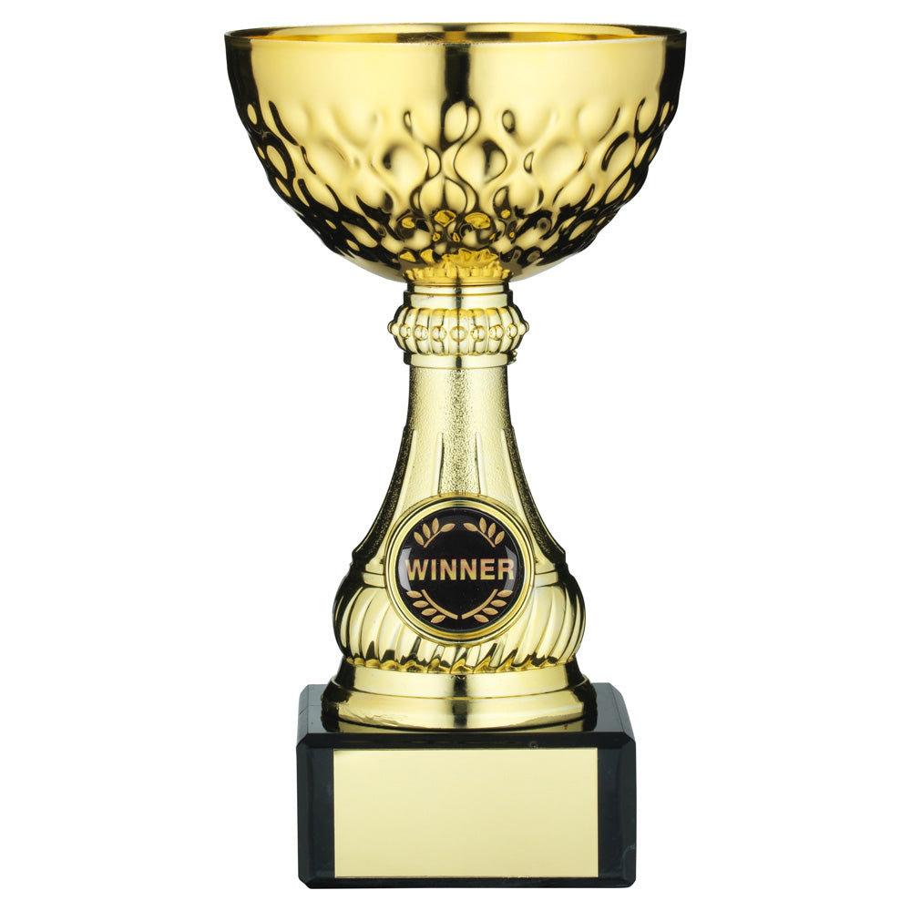Gold Mini Metal Trophy Cup with Dimple Patterned Top