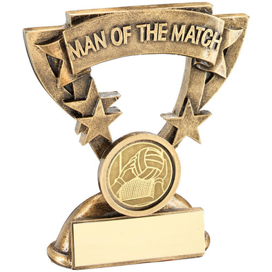 Bronze/Gold Man Of The Match Mini Cup With Gaelic Football Insert Trophy - 3.75in
