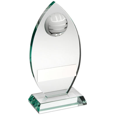 Jade Glass Plaque With Half Gaelic Football Trophy - 8.5in