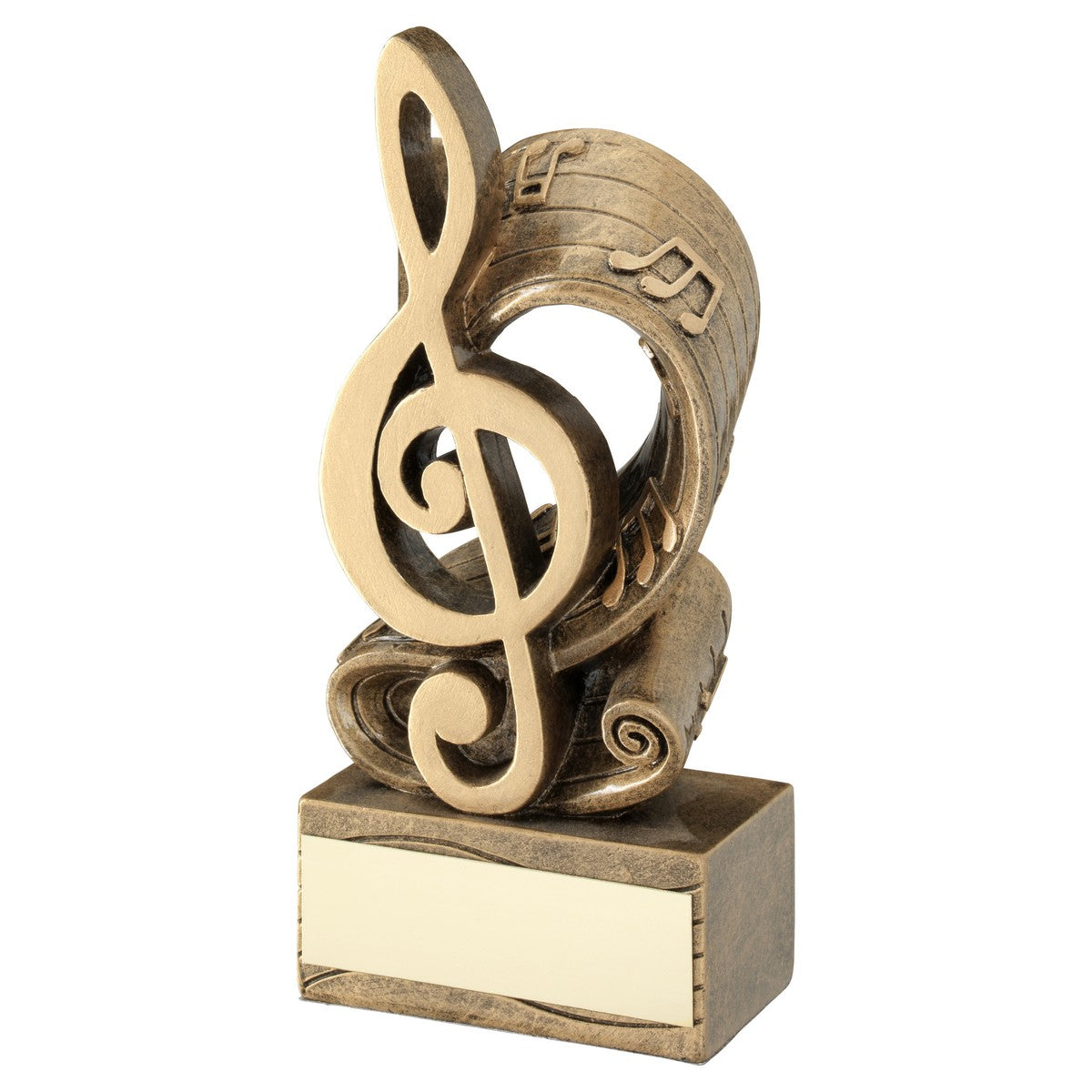 Bronze/Gold Music Note And Score Trophy - 6in