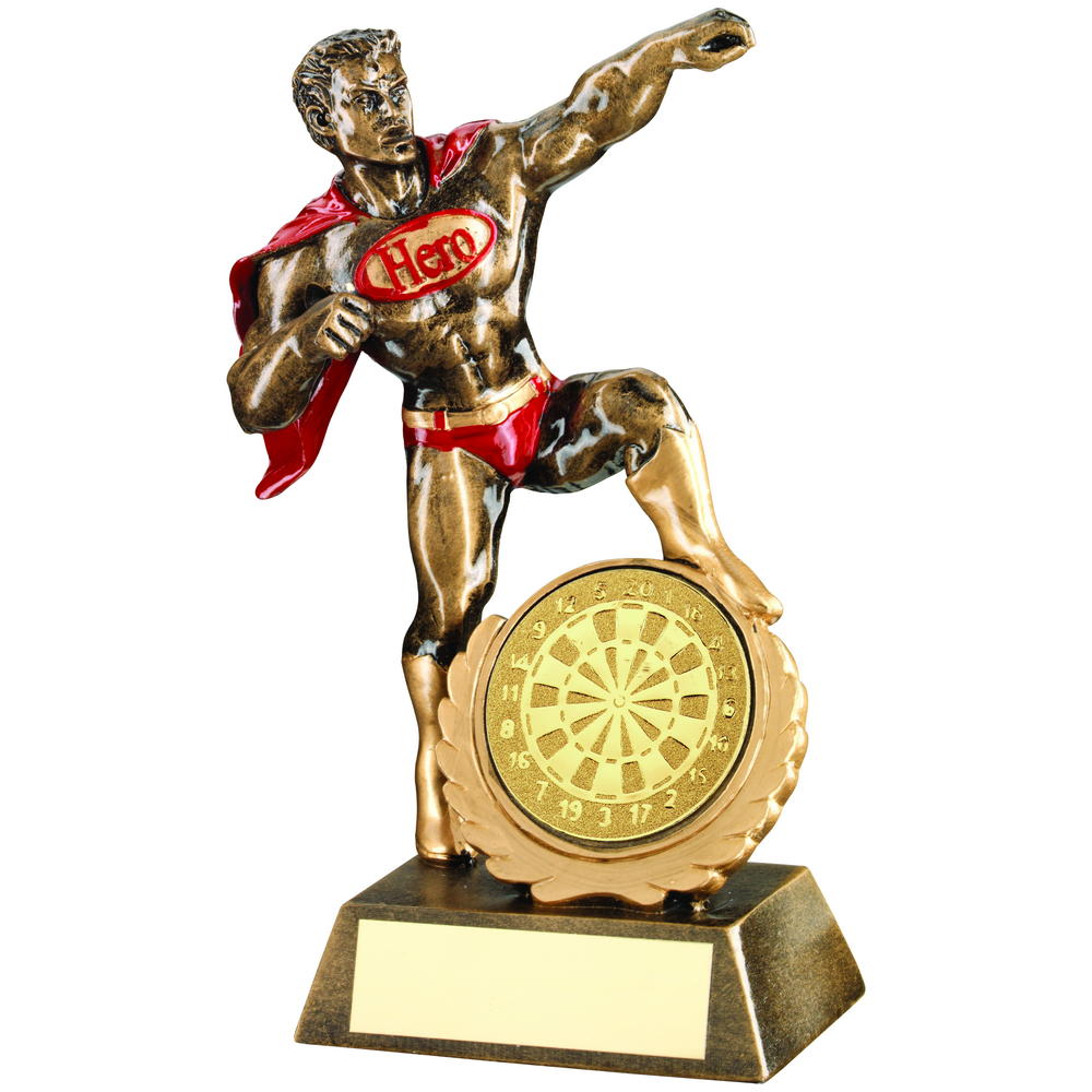 Bronze/Gold/Red Resin Generic 'hero' Award With Darts Insert - 7.25in