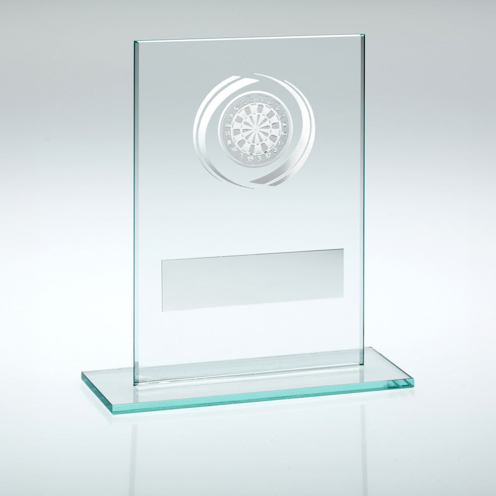 Jade/Silver Glass Plaque Award With Darts Insert