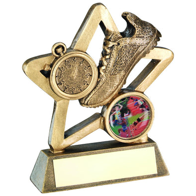 Bronze/Gold Athletics Mini Star Trophy - (1in Centre) 4.25in