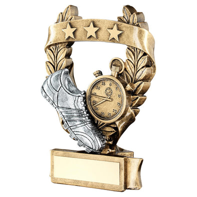 Bronze/Pewter/Gold Athletics 3 Star Wreath Award Trophy - 7.5in