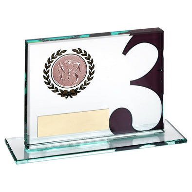 Jade Glass Trophy Plaque With Multi Athletics Insert And Plate Bronze 3rd - 3.25 X 4in