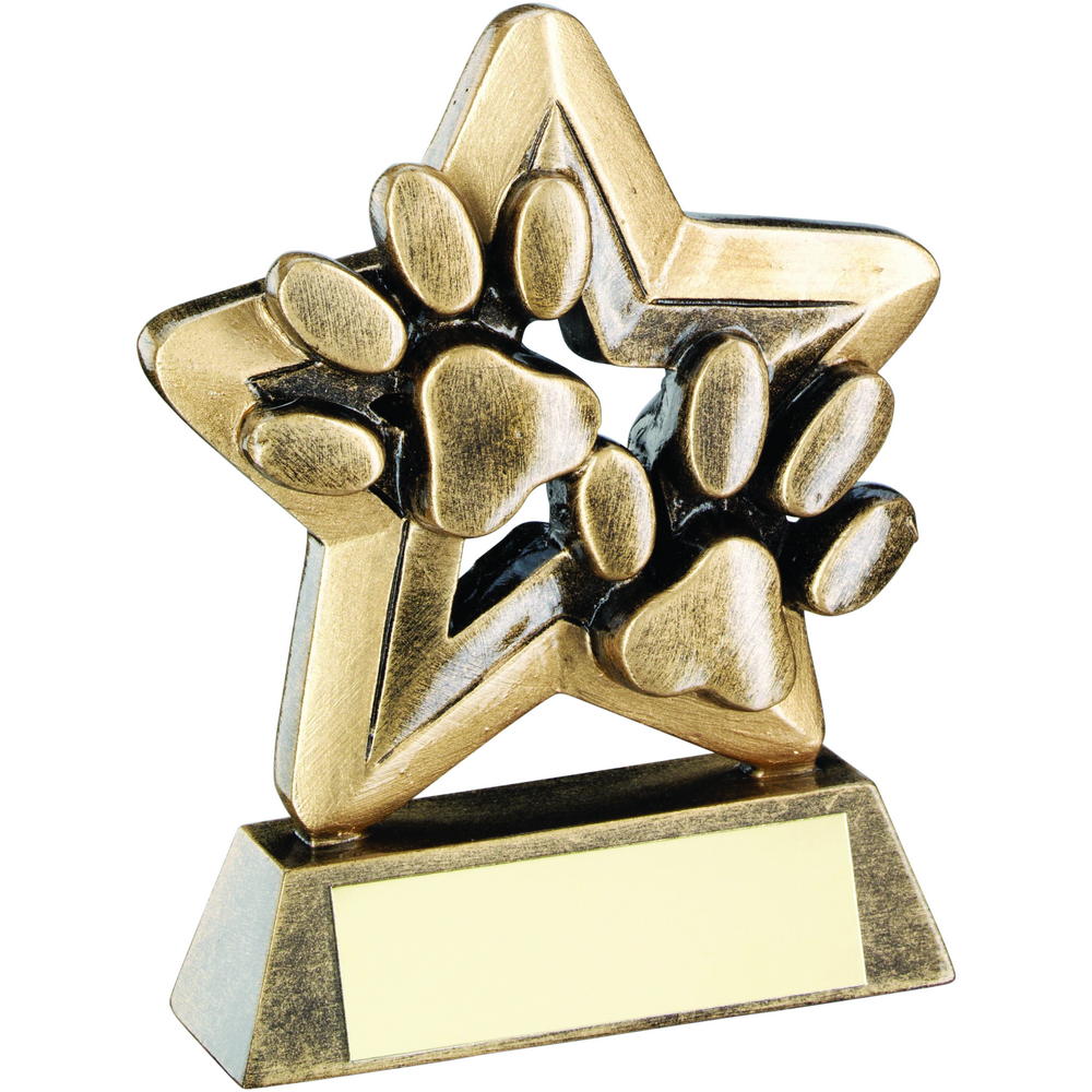 Bronze/Gold Dog Paws Trophy Mini Star Trophy - 3.75in