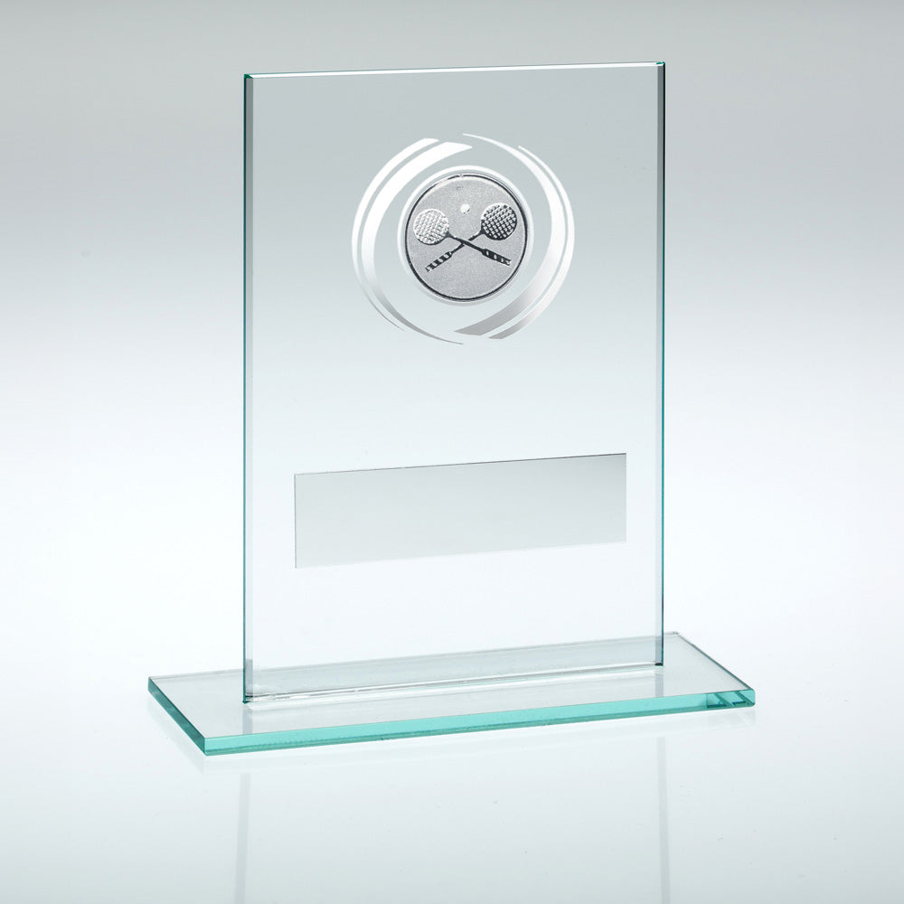 Jade/Silver Glass Award With Squash Insert