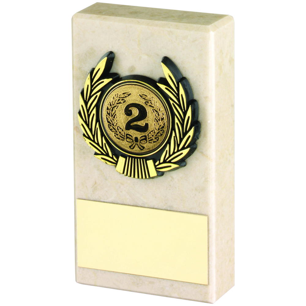 Cream Marble And Gold Trim Trophy - (1in Centre) 4in
