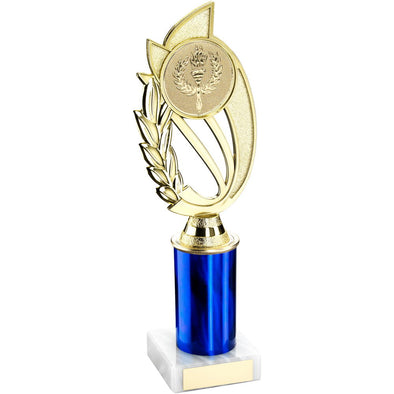 Gold/Blue Plastic Holder On Marble Trophy -    (2in Centre) 10in