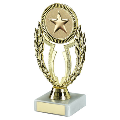 Gold/Red Plastic 'wreath' Holder On Marble Trophy (2in Centre) - 6.75in