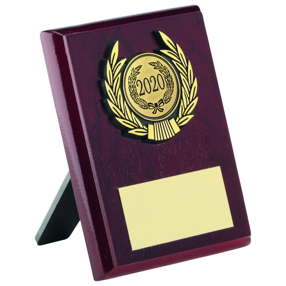 Rosewood Finish Plaque Trophy with Gold Trim