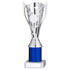 Silver Plastic 'Flash Star' Trophy Cup On Blue Riser And White Marble Base