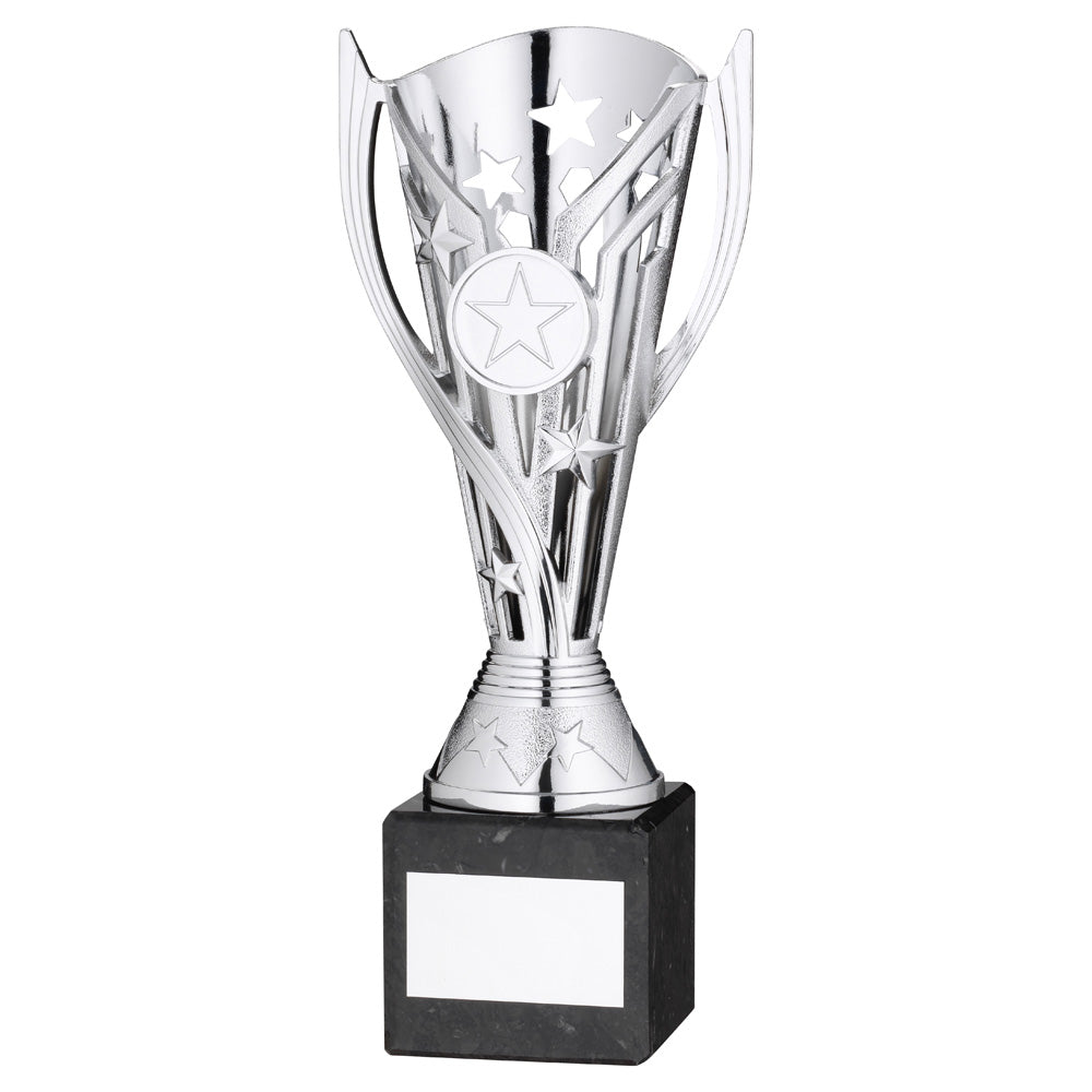 Silver Plastic 'Flash Star' Trophy Cup On Black Marble Base