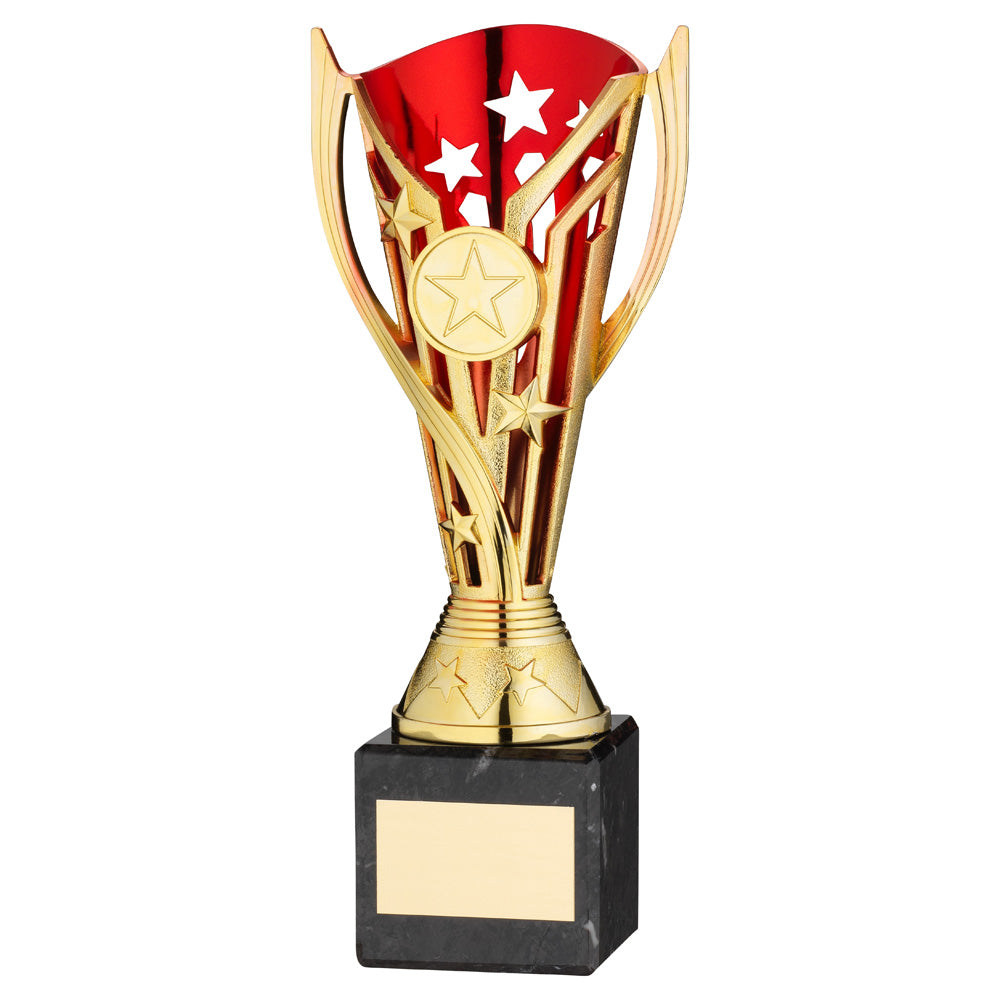 Gold/Red Plastic 'Flash Star' Trophy Cup On Black Marble Base