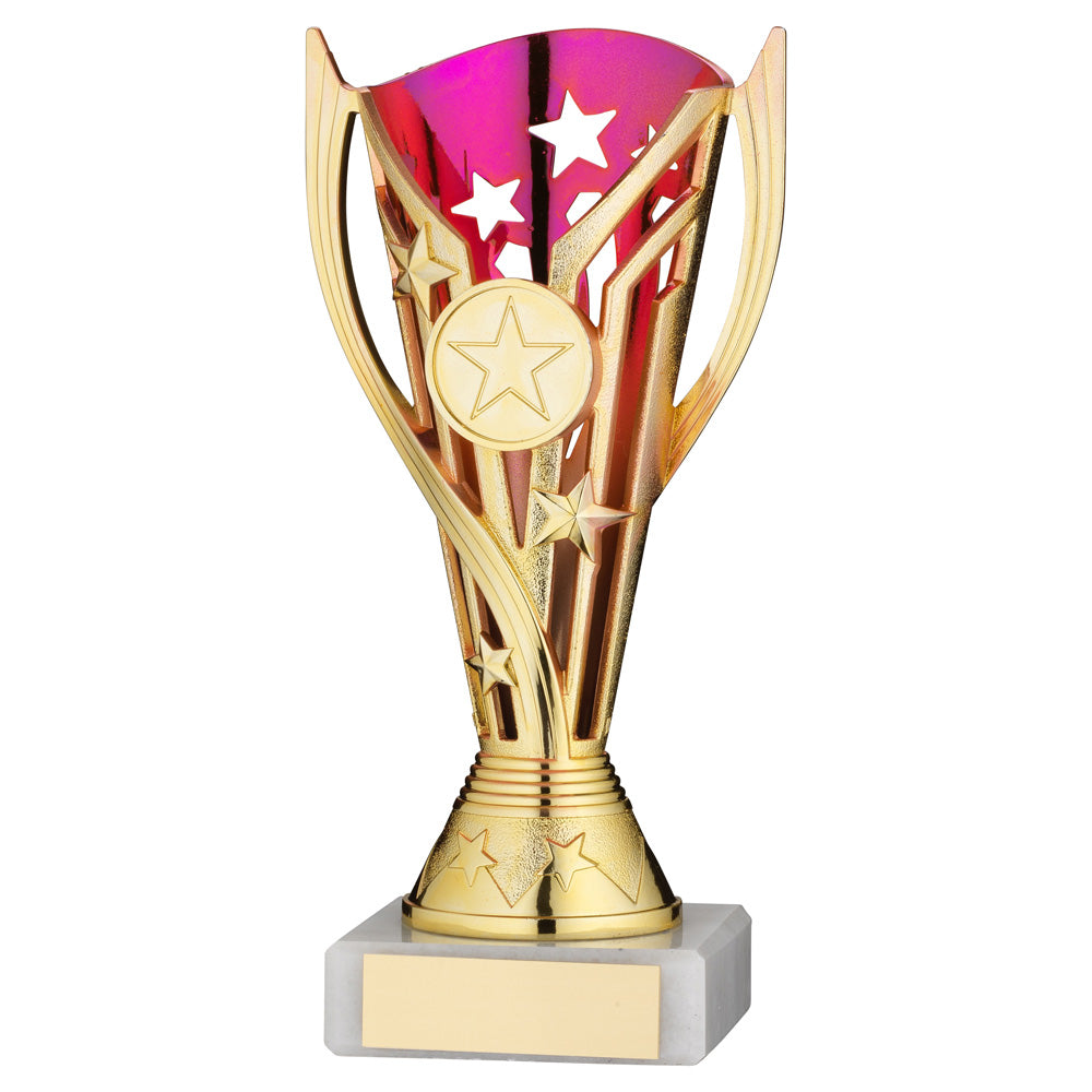 Gold/Purple Plastic 'Flash Star' Trophy Cup On Marble Base
