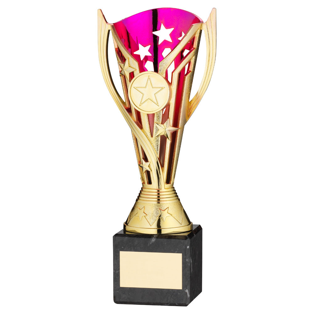 Gold/Purple Plastic 'Flash Star' Trophy Cup On Black Marble Base