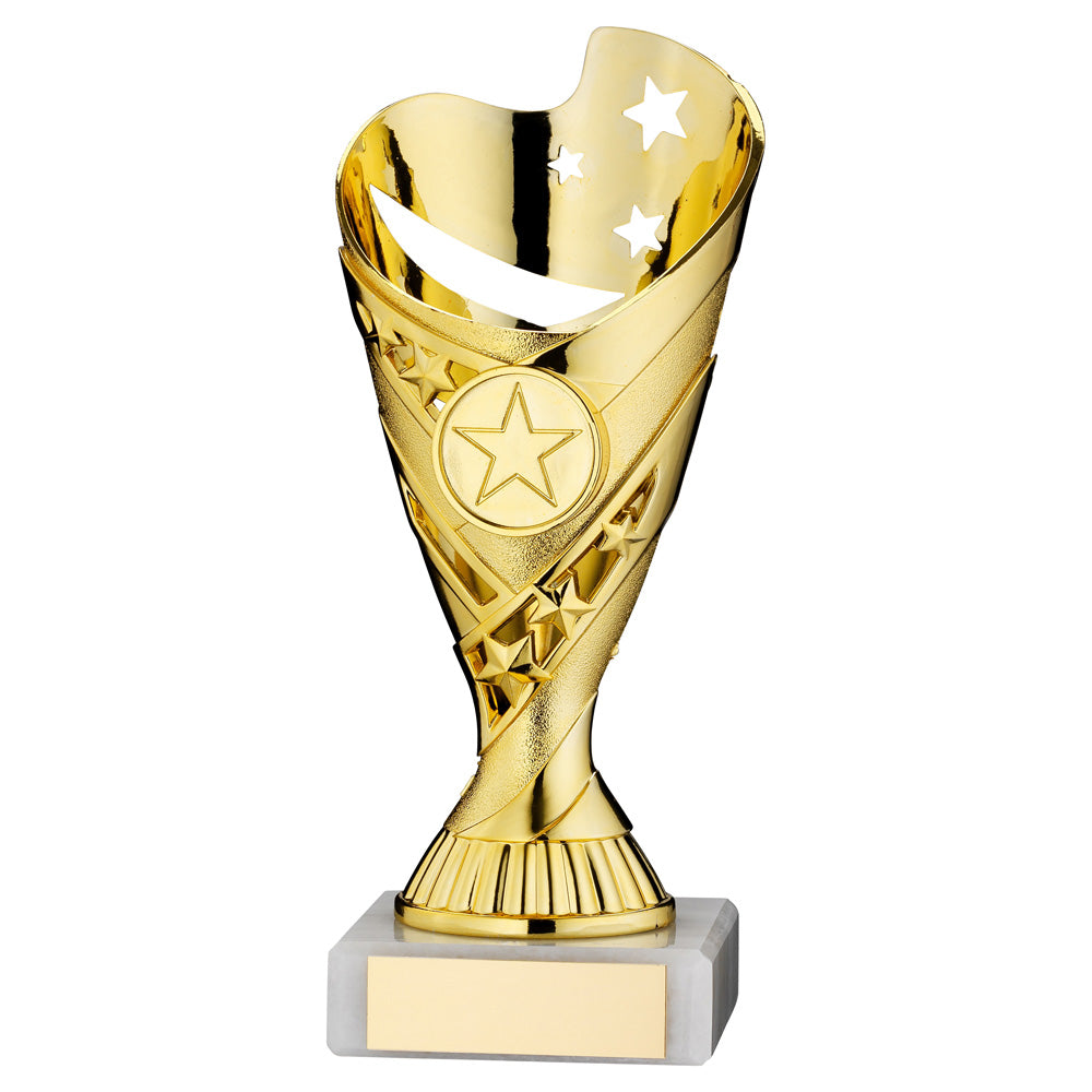 Gold Plastic 'Sabre Star' Trophy Cup On White Marble Base