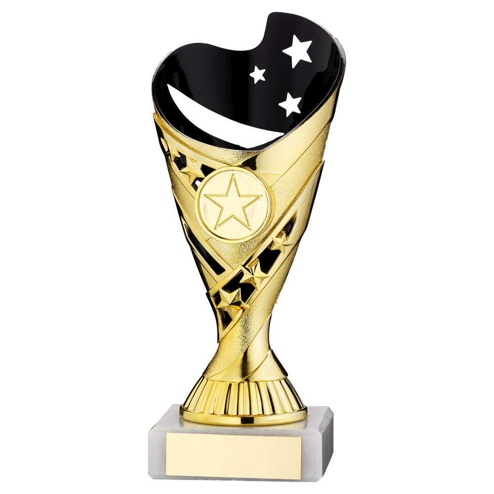 Gold/Black Plastic 'Sabre Star' Trophy Cup On White Marble Base