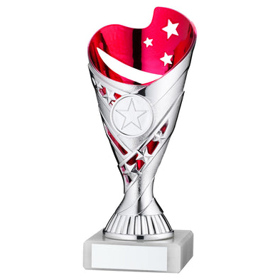 Silver/Pink Plastic 'Sabre Star' Trophy Cup On White Marble Base