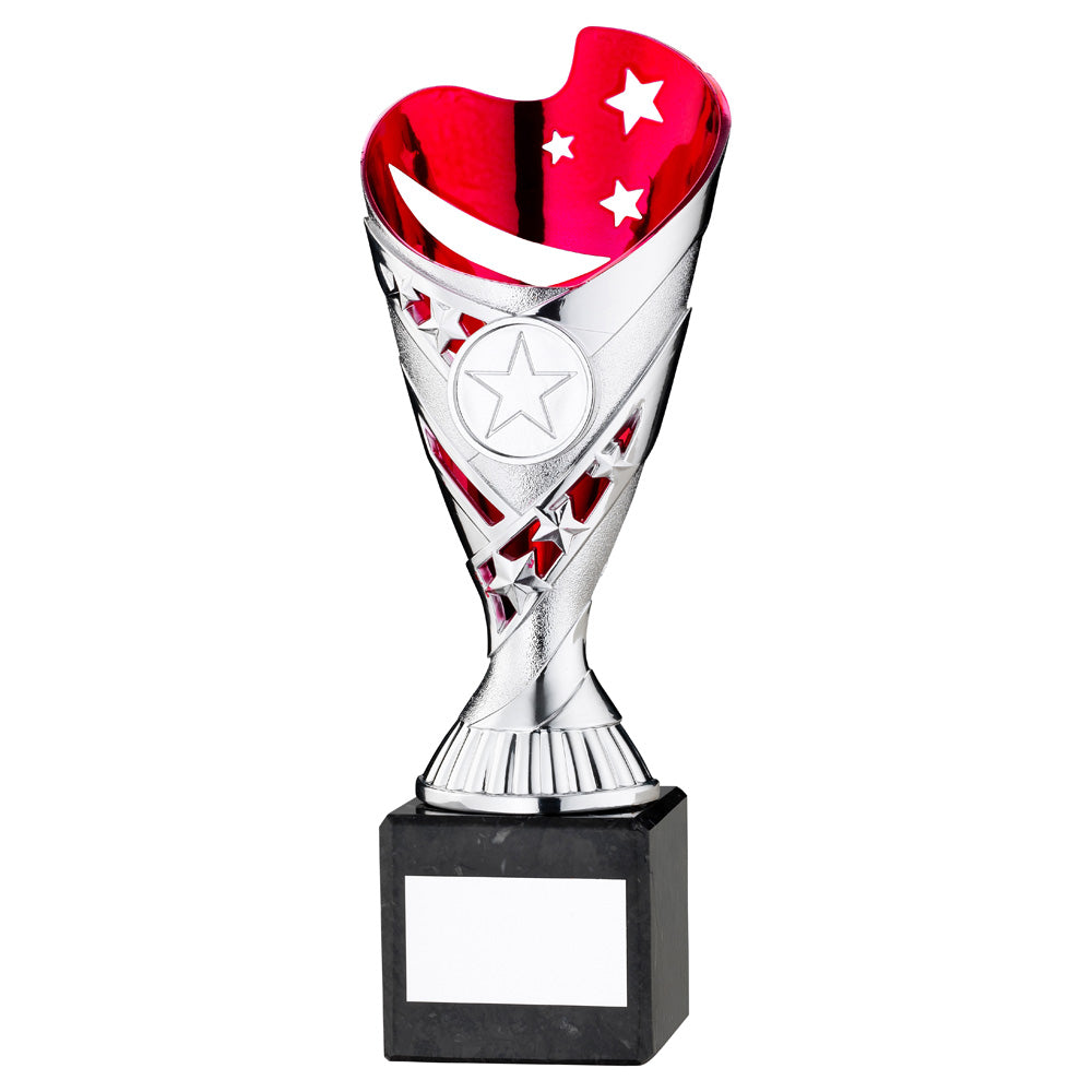 Silver/Pink Plastic 'Sabre Star' Trophy Cup On Black Marble Base