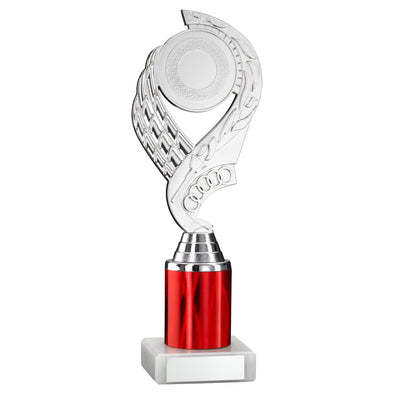 Silver/Red 'Olympic' Plastic Award On Marble Base With Tube Riser