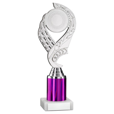 Silver/Purple 'Olympic' Plastic Award On Marble Base With Tube Riser