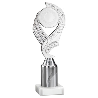 Silver/White 'Olympic' Plastic Award On Marble Base With Tube Riser