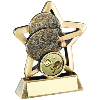 Bronze/Gold Table Tennis Mini Star Trophy - (1in Centre) 3.75in