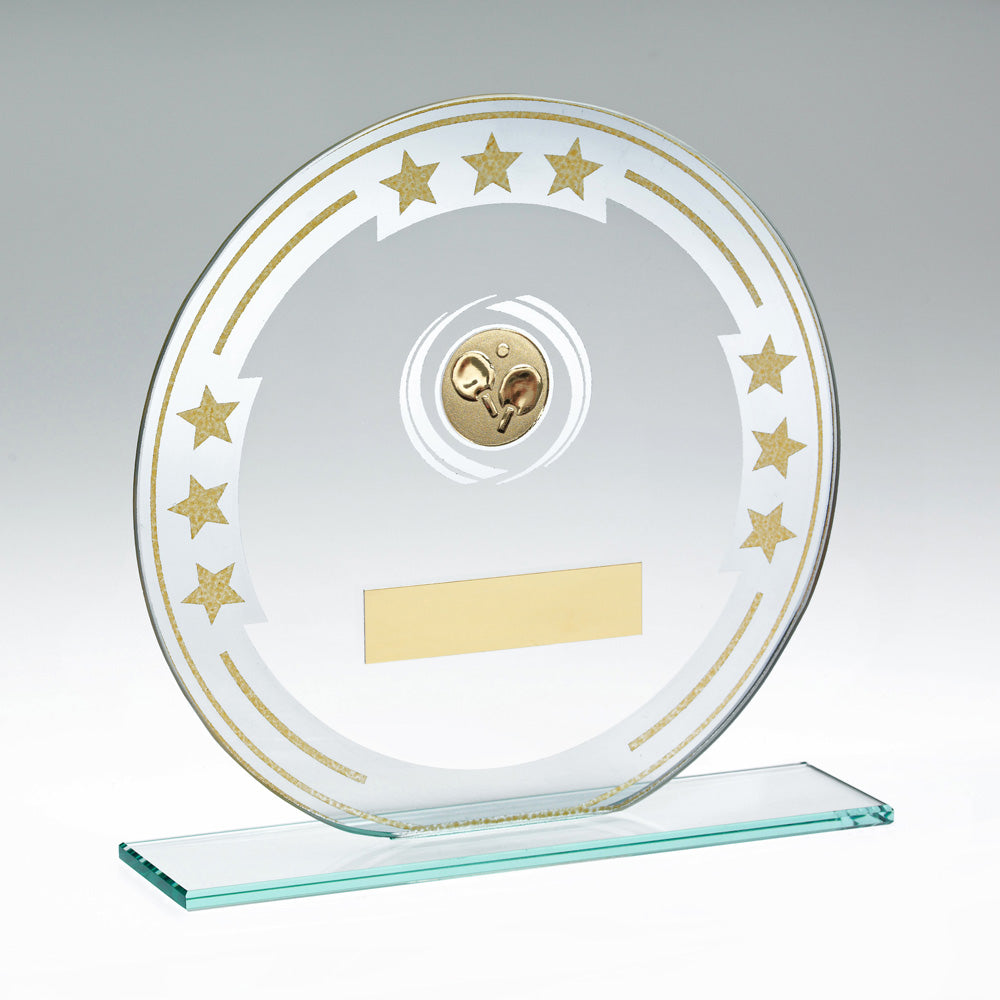 Jade/Silver/Gold Round Glass Award With Table Tennis Insert