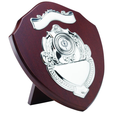 Mahogany Shield With Chrome Fronts (1in Centre) - 9in
