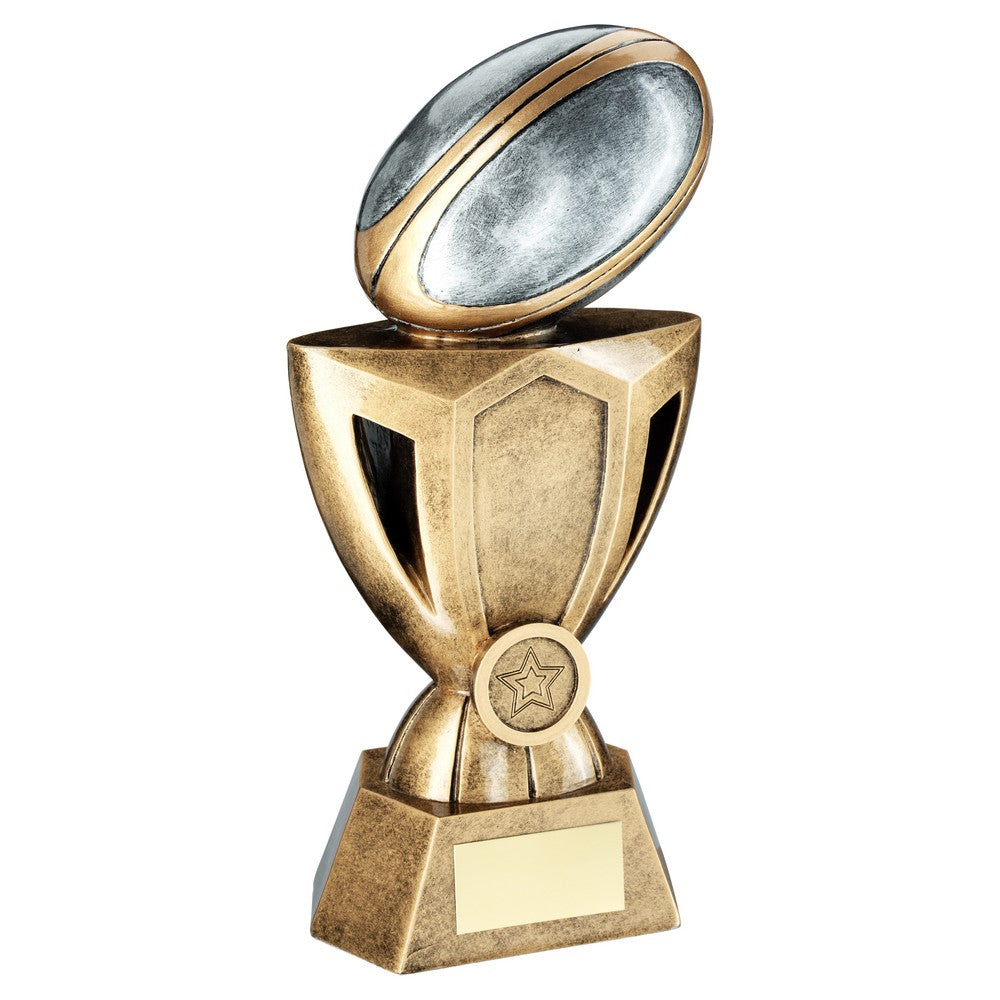 Rugby Trophy - Ball On Cup Riser