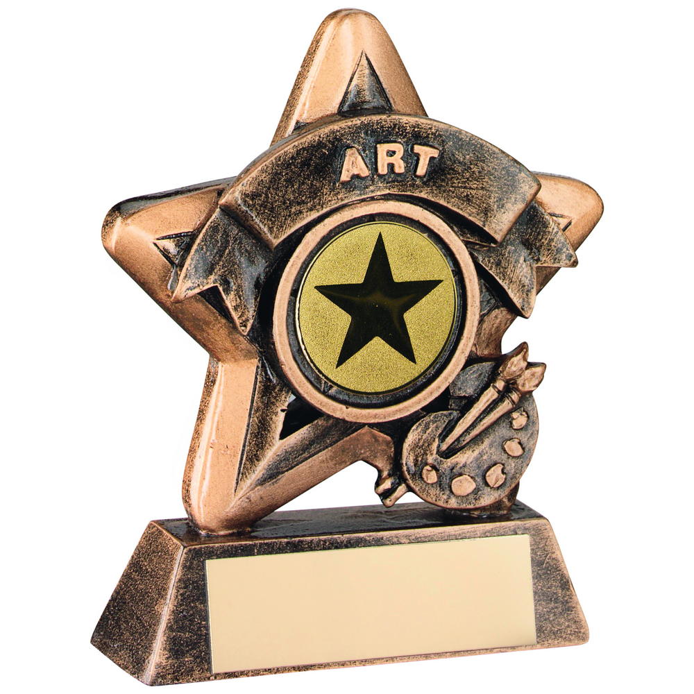 Mini Star 'art' Trophy - Bronze/Gold Art (1in Centre) 3.75in