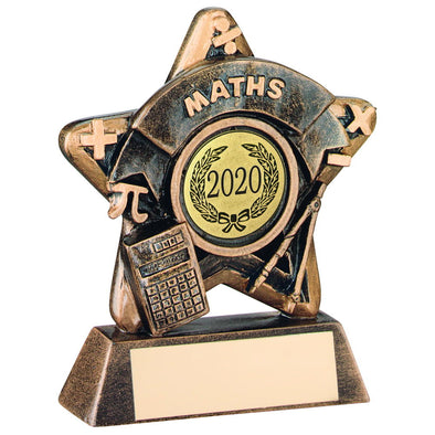Mini Star 'maths' Trophy - Bronze/Gold Maths (1in Centre) 3.75in