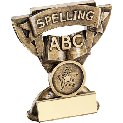 Bronze/Gold Spelling Mini Cup Trophy - (1in Centre) 3.75in