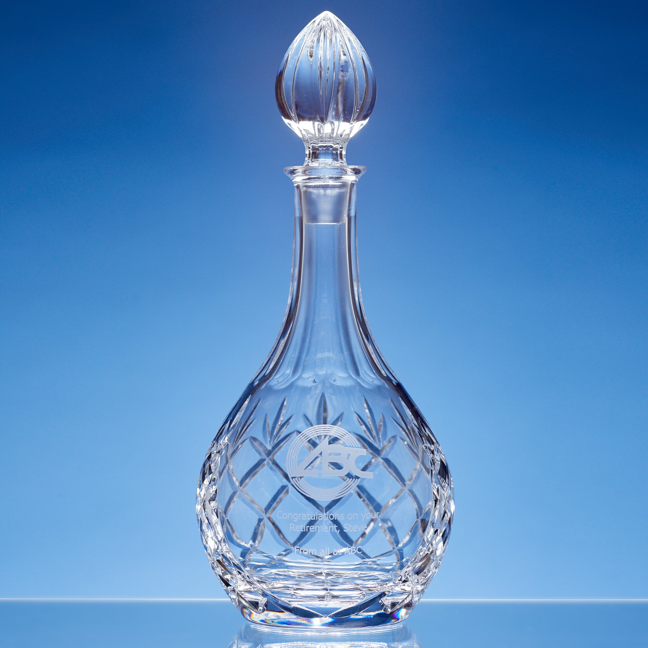 1ltr Lead Crystal Panelled Wine Decanter