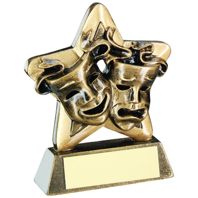 Bronze/Gold Drama Masks Mini Star Trophy - 3.75in