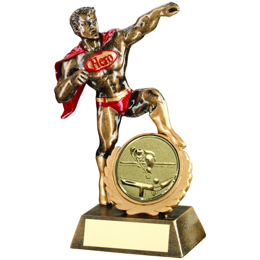 Bronze/Gold/Red Resin Generic 'hero' Award With Pool/Snooker Insert - 7.25in