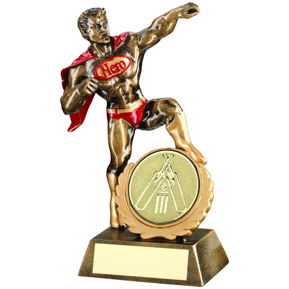 Bronze/Gold/Red Resin Generic 'hero' Award With Cricket Insert - 7.25in