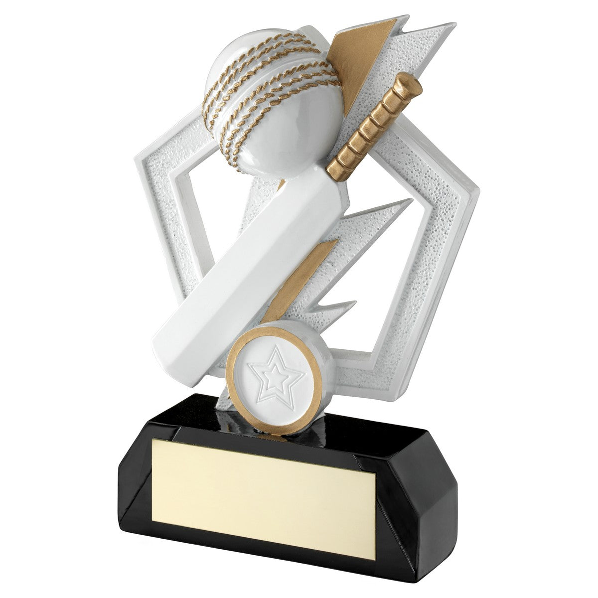 Cricket Bat and Ball Pentagon Trophy