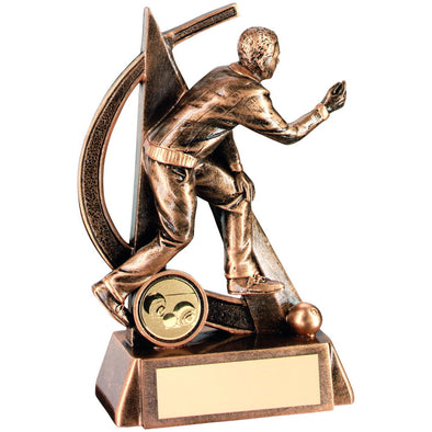 Bronze/Gold Male Lawn Bowls Geo Figure Trophy - (1in Centre) 5.75in