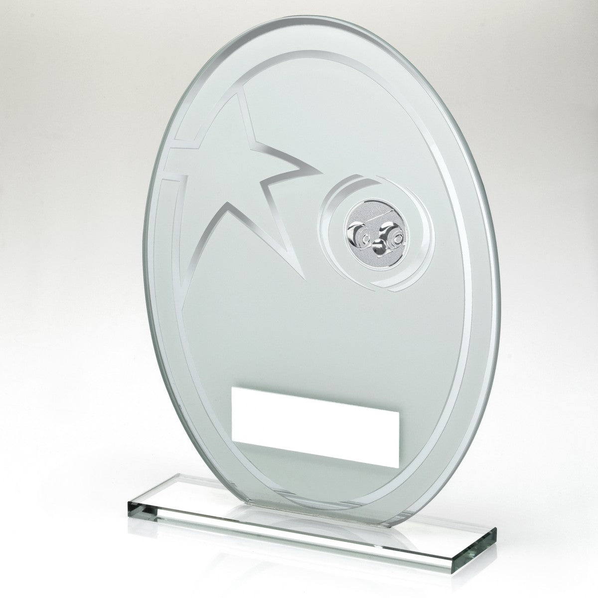 Lawn Bowls Glass Oval Award