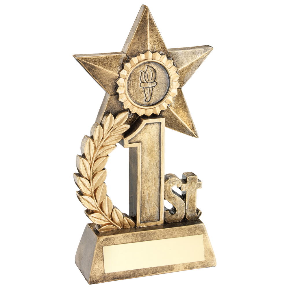 Leaf And Star Award Trophy (1in Centre) - Gold 1st - 6.25in