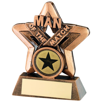 Bronze/Gold Man Of The Match Mini Star Trophy - (1in Centre) 3.75in