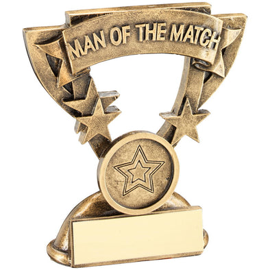 Bronze/Gold Man Of The Match Mini Cup Trophy (1in Centre) - 3.75in