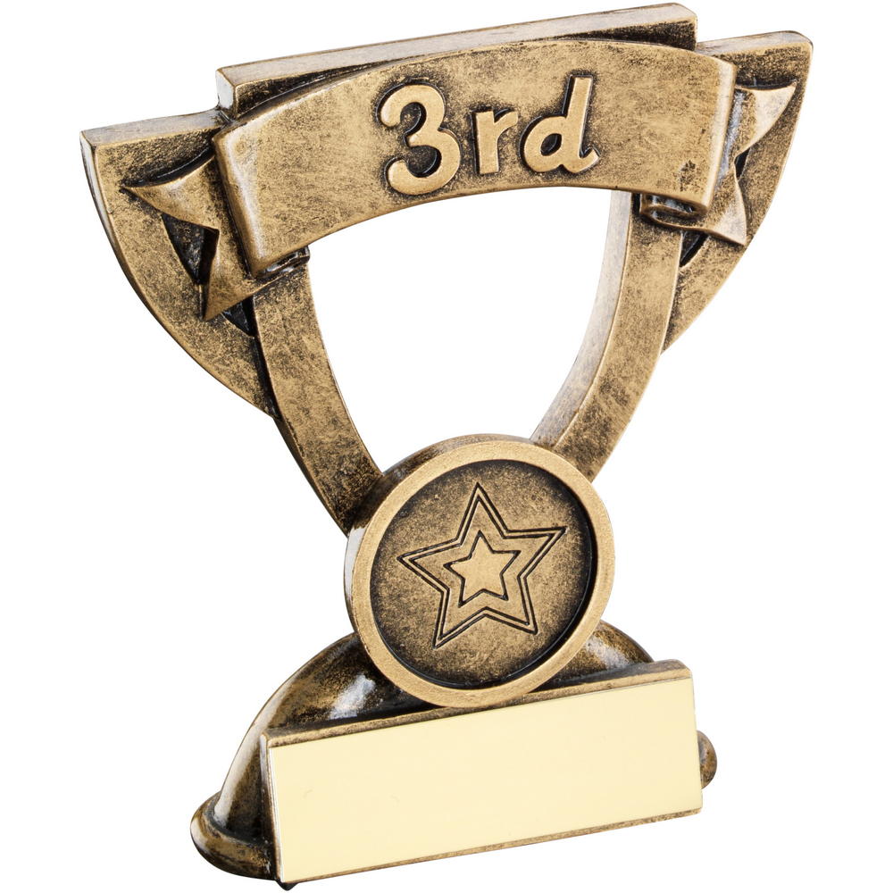 Bronze/Gold Mini Cup Position Trophy - '3rd' (1in Insert) 3.75in