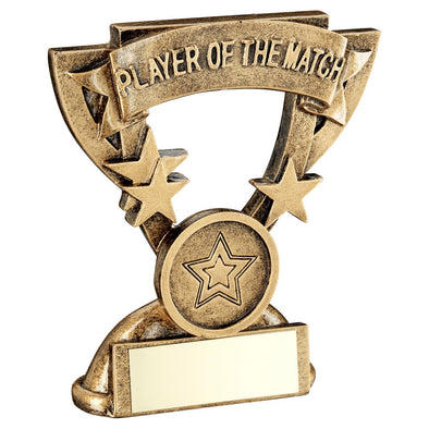 Bronze/Gold Player Of The Match Mini Cup Trophy With Plate - 3.75in