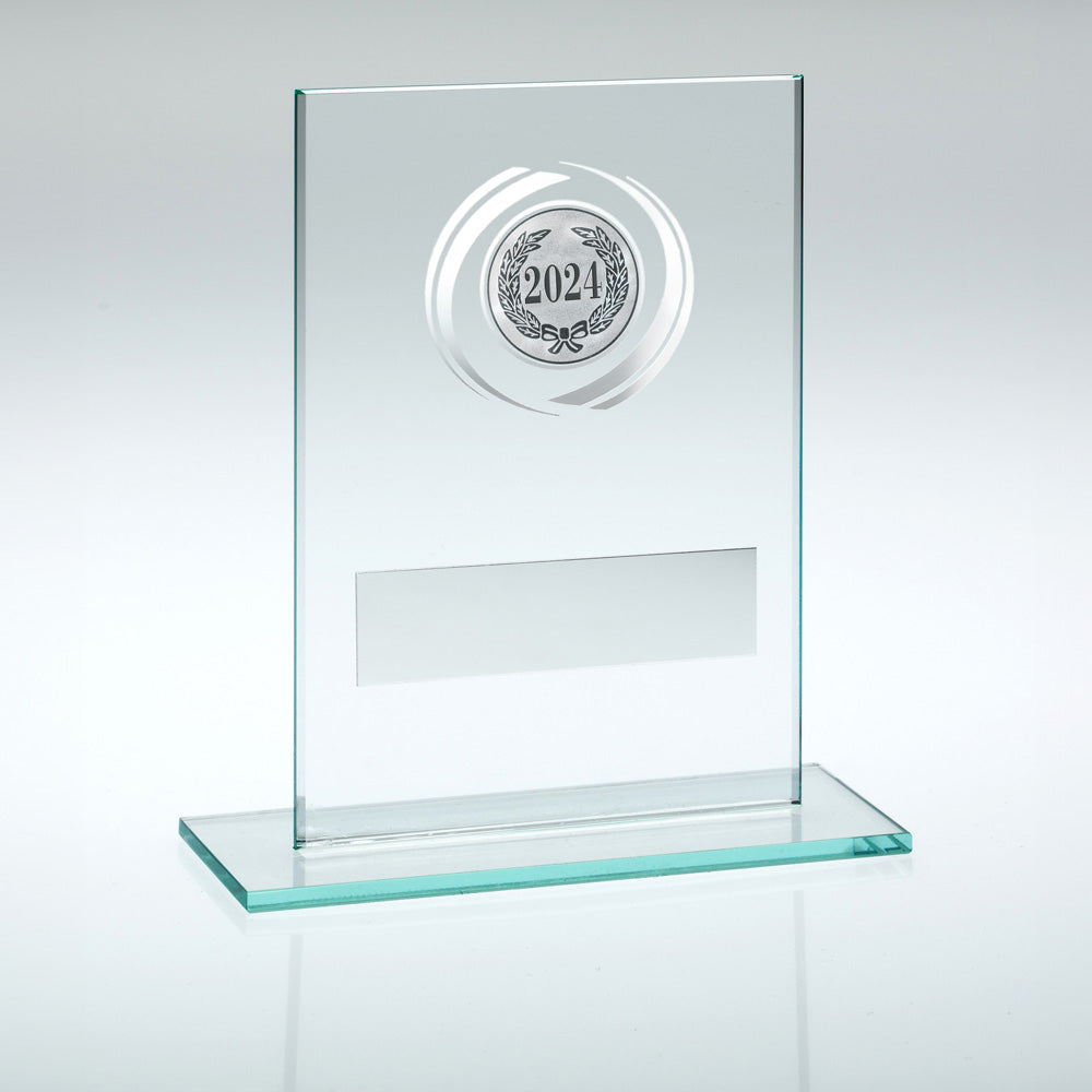 Jade Glass Award With Silver Wreath